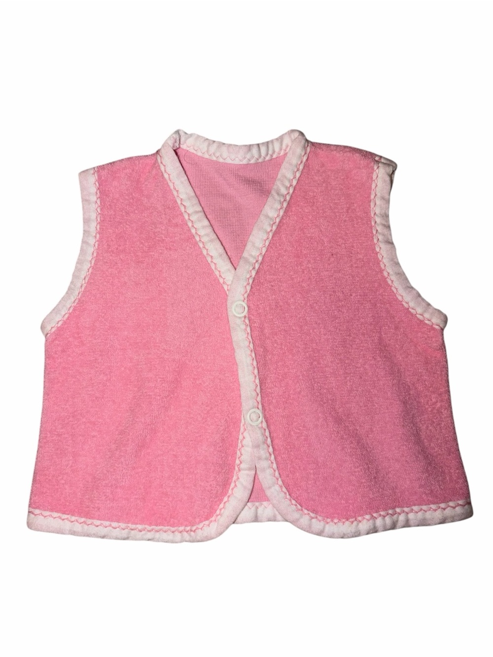 Vintage Spencer’s Pink Terry Cotton Baby Vest 6m Made USA Cardigan Waistcoat